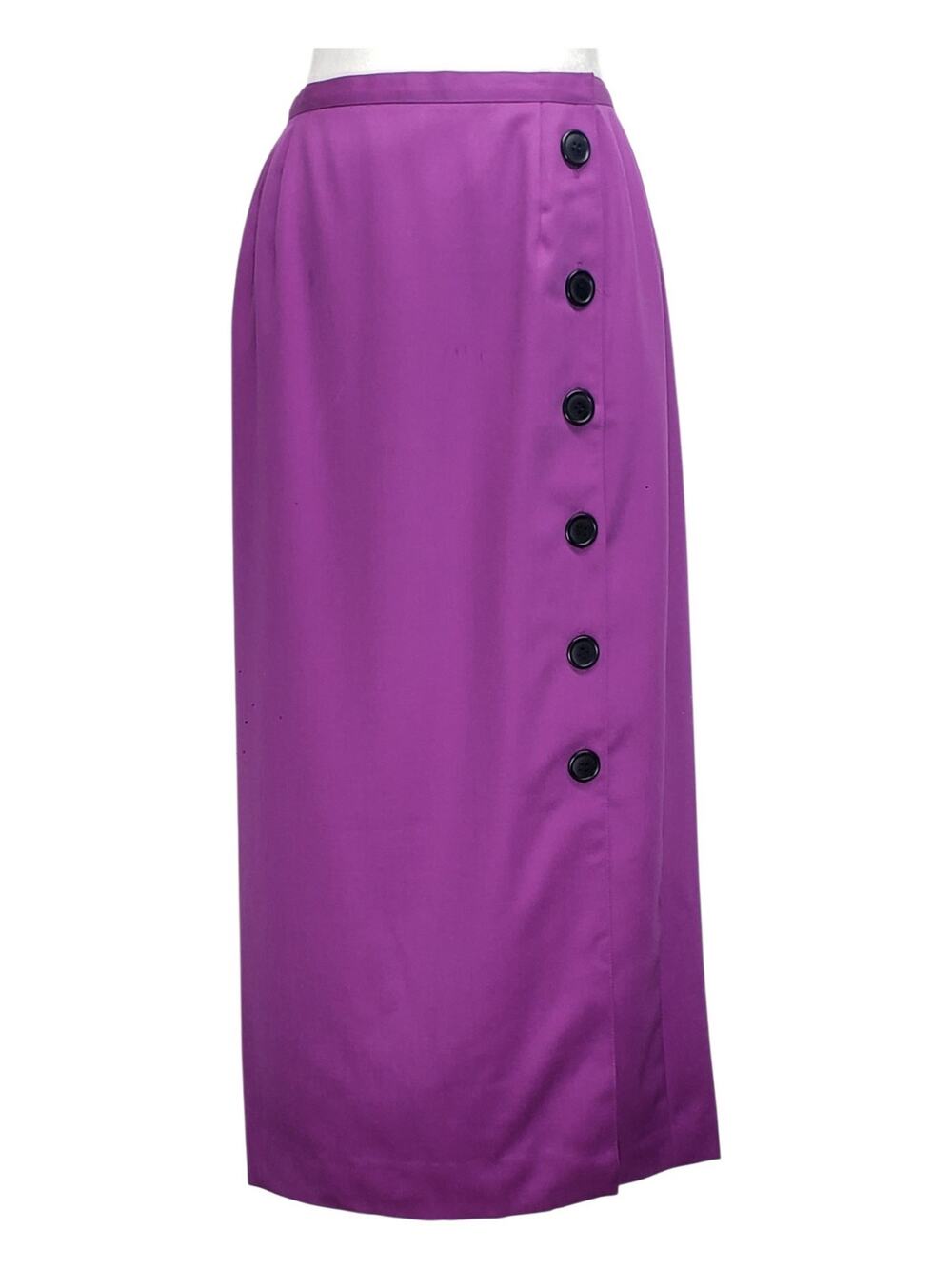 Harve Bernard Vintage 80s Wool Maxi Skirt Sz 8 Magenta Jewel Tone Office Siren